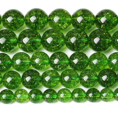10 mm grüne Peridot-Kristall-Quarzperlen, natürlicher Edelstein, runde lose Perlen zur Schmuck- und Armbandherstellung, 72 Stück, 2 Stränge, 81,3 cm von mkslksbhnxl