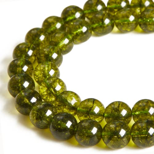 100 Stück 10 mm Peridot-Perlen, natürliche Edelsteine, runde lose Perlen zum Basteln und zur Schmuckherstellung von mkslksbhnxl