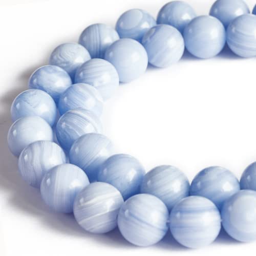 100 Stück 10 mm blaue Achat-Perlen, rund, lose Perlen zum Basteln und zur Schmuckherstellung von mkslksbhnxl