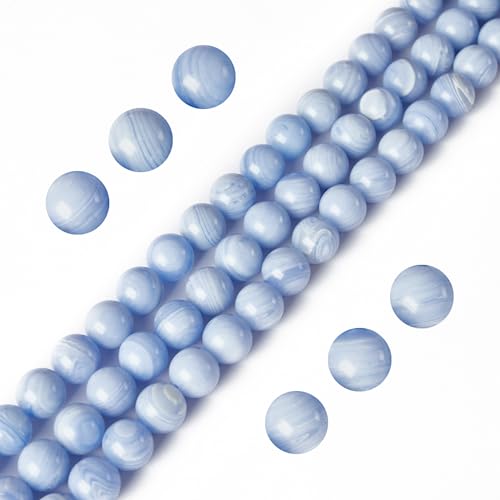 100 Stück 8 mm blaue Achat-Perlen, natürliche Edelsteine, lose Perlen für Schmuckherstellung von mkslksbhnxl