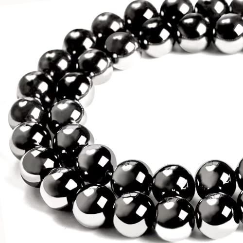 100 Stück 8 mm schwarze Häma-Perlen, natürliche Edelsteine, runde lose Perlen zum Basteln und zur Schmuckherstellung von mkslksbhnxl