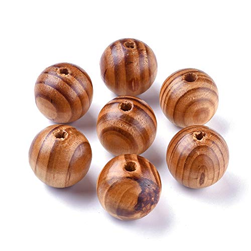 100 Stück natürliche gestreifte Holzperlen, rund, 30 mm, großes Loch, Holzkugel-Abstandshalter, lose Perlen für Schmuckherstellung, Loch: 6 mm 100 Stück natürliche gestreifte Holzperlen, rund, 30 mm, großes Loch, Holzkugel-Abstandshalter, lose Perlen für Schmuckherstellung, Loch: 6 mm von mkslksbhnxl