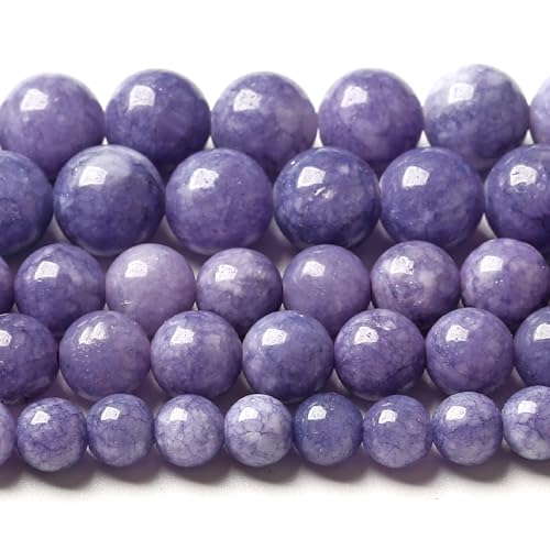 12 mm große, runde lose Perlen für Schmuckherstellung und Basteln, Lavendel, Lila, Chalcedon, Naturstein, 38,1 cm, 32 Stück von mkslksbhnxl