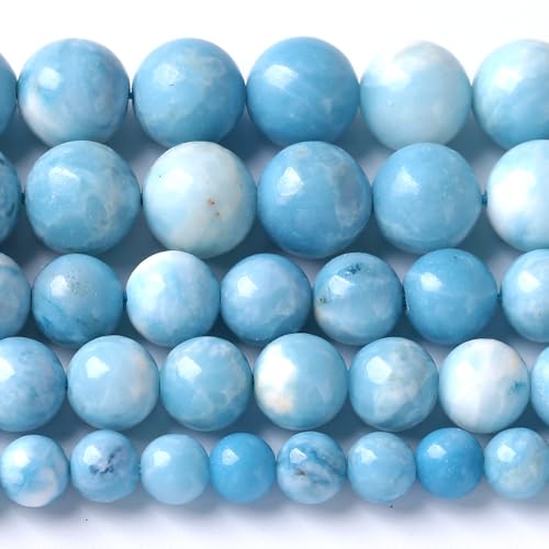 12 mm große natürliche Larimar-blaue Edelsteinperlen, rund, lose Perlen für Schmuckherstellung, DIY-Armband, 32 Stück, 1 Strang, 38,1 cm von mkslksbhnxl