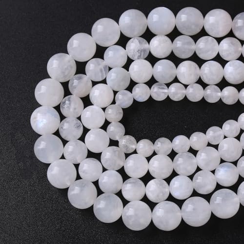 120 Stück 6 mm Naturstein weißer Mondstein Edelstein Halbedelstein Perlen für Schmuckherstellung DIY Armband von mkslksbhnxl