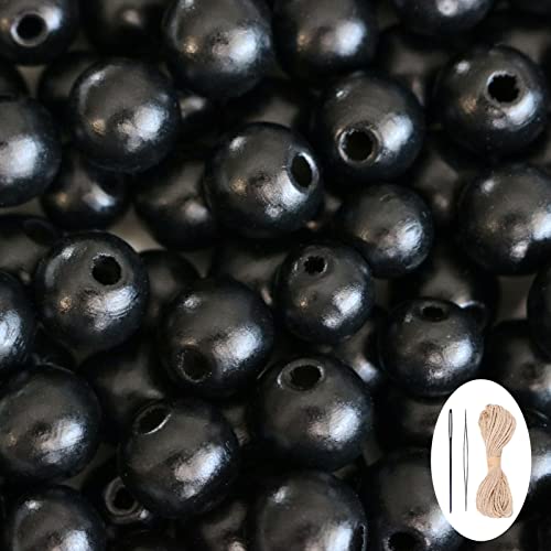 150 schwarze Holzperlen mit großem Loch, runde lose Perlen, natürliche Abstandshalter, Perlenzubehör für Bauernhaus, Perlen, Girlande, Halsketten, Armbänder, Heimdekoration, 18 mm 150 schwarze Holzperlen mit großem Loch, runde lose Perlen, natürliche Abstandshalter, Perlenzubehör für Bauernhaus, Perlen, Girlande, Halsketten, Armbänder, Heimdekoration, 18 mm von mkslksbhnxl