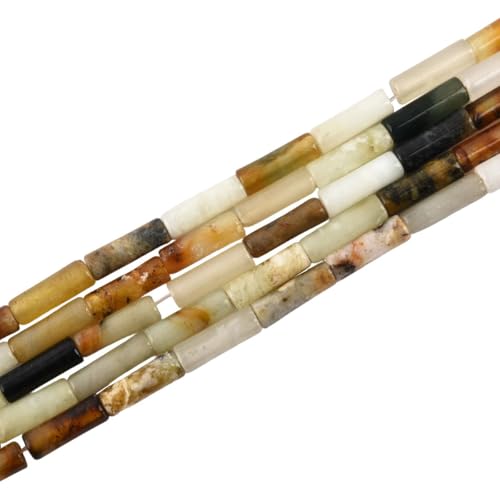 28 Stück 4 x 13 mm echte Hua Show Jade Zylinder Edelstein Rohr lose Perlen für Schmuckherstellung 15 Zoll von mkslksbhnxl