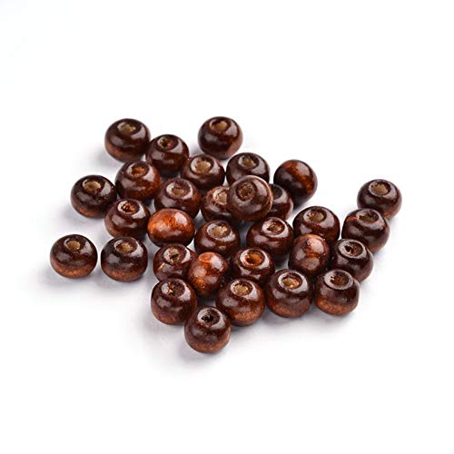 300 Stück 10 mm natürliche runde Holzperlen, braune Rondelle-Kugel, lose Abstandshalterperlen für Schmuckherstellung, Loch: 3 mm von mkslksbhnxl