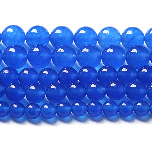 32 Stück 12 mm natürliche blaue Jade-Chalcedon-Steinperlen, runde lose Abstandsperlen für die Schmuckherstellung, DIY-Armbänder, Kristallenergie, Heilkraftstein von mkslksbhnxl