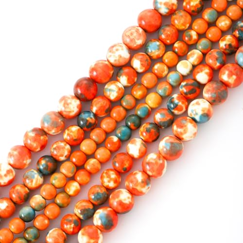 38 Stück 10 mm orangefarbene glatte Regenblumen-Perlen, Edelstein, rund, lose Perlen für Schmuckherstellung, Armband, Zubehör von mkslksbhnxl