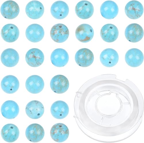 4 mm große, natürliche, stabilisierte blaue Türkisperlen, rund, mit 210 Stück, DIY-Schmuckherstellung, Uni (4 mm, 210 Stück, stabilisiertes blaues Türkis) von mkslksbhnxl