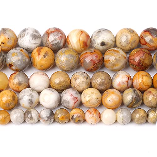 45 Stück 8 mm Natursteinperlen, verrückter Spitzen-Achat, Edelstein, runde lose Perlen für Schmuckherstellung, DIY, Armband, Halskette von mkslksbhnxl