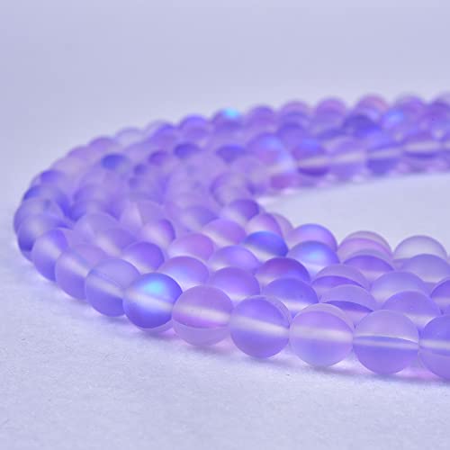 48 STÜCK 8 mm Natürlicher Violett Lila Mystischer Aura Quarz Edelstein Matt Matt Titan Runde Lose Abstandsperlen 15 Zoll Vollstrang Kristall Heilkraft von mkslksbhnxl