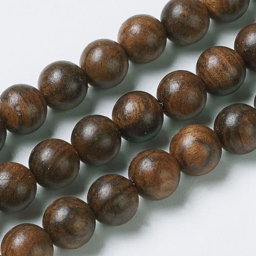 48 Stück 8 mm natürliche gelbe Palisanderholzperlen, Stränge, runde Holzperlen für DIY-Schmuck, Armbänder, Halsketten von mkslksbhnxl