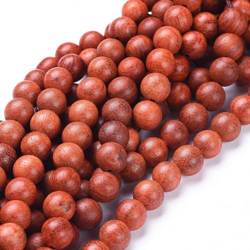 50 Stück 8 mm natürliche Birnenholzperlen, Stränge, orange-rot, runde Holzperlen für DIY-Schmuck, Armbänder, Halsketten von mkslksbhnxl