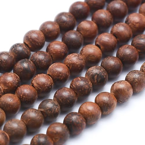 50 Stück 8 mm natürliche Palisanderholzperlen, Stränge, runde Holzperlen für DIY-Schmuck, Armbänder, Halsketten von mkslksbhnxl