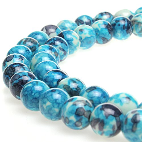5A glatte runde Regenblumensteine, Perlen, DIY-Armband, Schmuckherstellung, 38,1 cm (15 Zoll), Blaugrau) von mkslksbhnxl
