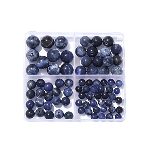 6–12 mm große, natürliche blaue Steinperlen, rund, echter Stein, glatte Perlen, lose Edelsteine, DIY-Perle für Armbänder, Halsketten, Ohrringe, Schmuckherstellung von mkslksbhnxl