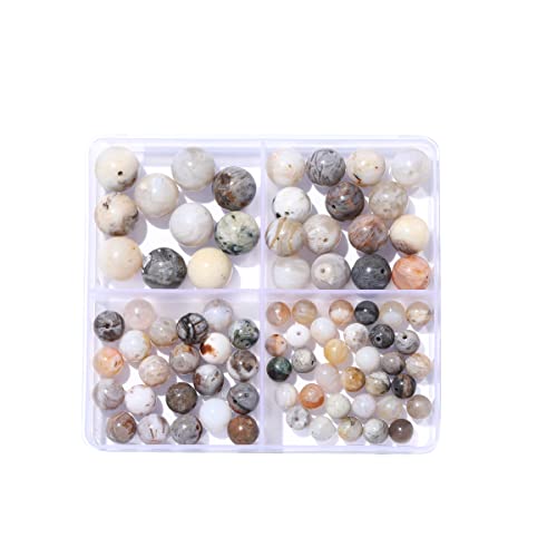 6–12 mm natürliche Bambus-Blatt-Achat-Stein-Perlen-Set, rund, echter Stein, glatte Perlen, lose Edelsteine, DIY-Perle für Armbänder, Halsketten, Ohrringe, Schmuckherstellung von mkslksbhnxl