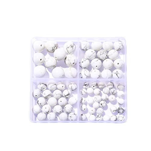 6–12 mm natürliche Howlith-Stein-Perlen-Set, rund, echter Stein, glatte Perlen, lose Edelsteine, DIY-Perle für Armbänder, Halsketten, Ohrringe, Schmuckherstellung von mkslksbhnxl
