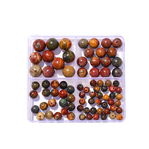 6–12 mm natürliche Picasso-Stein-Perlen-Set, rund, echter Stein, glatte Perlen, lose Edelsteine, DIY-Perle für Armbänder, Halsketten, Ohrringe, Schmuckherstellung von mkslksbhnxl