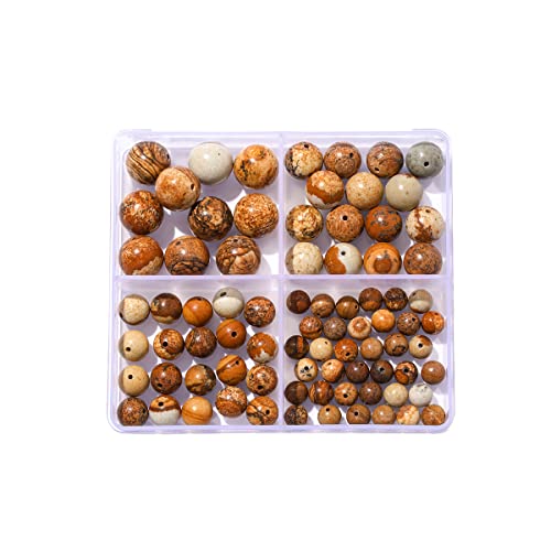 6–12 mm natürliche braune Jaspis-Stein-Perlen-Set, rund, echter Stein, glatte Perlen, lose Edelsteine, DIY-Perle für Armbänder, Halsketten, Ohrringe, Schmuckherstellung von mkslksbhnxl