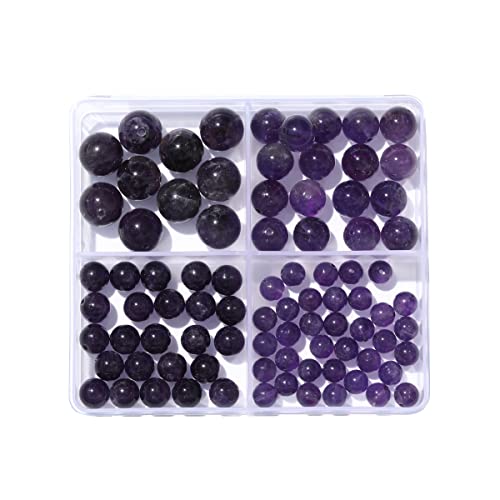 6–12 mm natürlicher Amethyst-Stein, rund, echter Stein, glatte Perlen, lose Edelsteine, DIY-Perle für Armbänder, Halsketten, Ohrringe, Schmuckherstellung von mkslksbhnxl