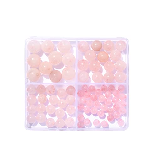 6–12 mm natürlicher Rosenquarz-Stein, Perlen, rund, echter Stein, glatte Perlen, lose Edelsteine, DIY-Perle für Armbänder, Halsketten, Ohrringe, Schmuckherstellung von mkslksbhnxl