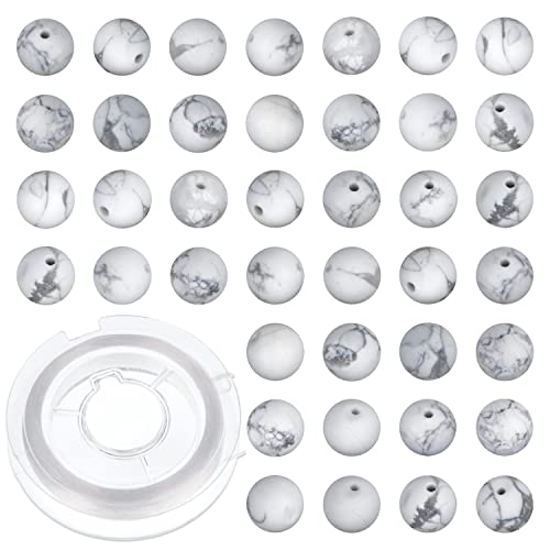 6 mm, natürliche, mattweiße Howlith-Edelsteine, rund, lose Perlen für Schmuckherstellung, mit Kristall-Stretchkordel, 200 Stück 6 mm, natürliche, mattweiße Howlith-Edelsteine, rund, lose Perlen für Schmuckherstellung, mit Kristall-Stretchkordel, 200 Stück von mkslksbhnxl