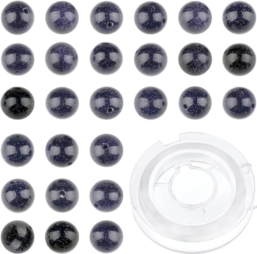 6 mm große, natürliche blaue Sandstein-Perlen, rund, mit 210 Stück, DIY-Schmuckherstellung, Uni (6 mm, 210 Stück, blauer Sandstein) von mkslksbhnxl