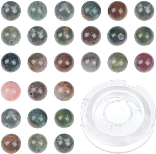 6 mm große, natürliche indische Achat-Perlen, rund, mit 210 Stück, DIY-Schmuckherstellung, Uni (6 mm, 210 Stück, indischer Achat) von mkslksbhnxl