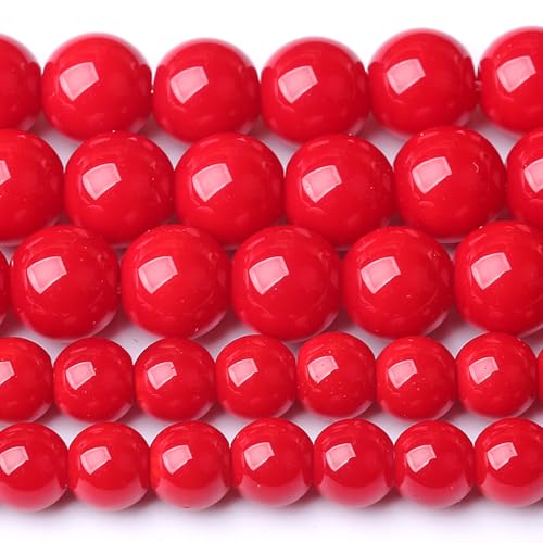 6 mm große korallenrote Glasperlen, Naturstein, Kristall, Energie, runde lose Perlen für Schmuckherstellung, Armband, 120 Stück, 2 Stränge, 81,3 cm von mkslksbhnxl