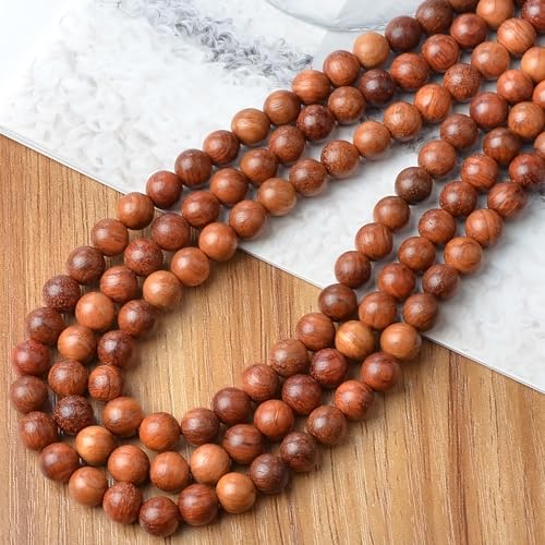 6 mm natürliche Holzperlen, rund, lose Perlen, Schmuckherstellung mit Faden, 200 Stück (rotes Sandelholz, 6 mm) von mkslksbhnxl
