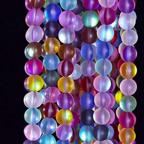 60 Stück 6 mm natürlicher bunter Mystic Aura Quarz Edelstein mattiert matt Titan Regenbogen rund lose Perlen 15 Zoll Vollstrang Kristall Heilkraft von mkslksbhnxl