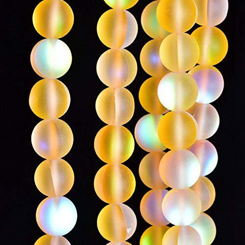 60 Stück 6 mm natürlicher gelber Mystic Aura Quarz Edelstein mattiert matt Titan rund lose Abstandsperlen 15 Zoll Vollstrang Kristall Heilkraft von mkslksbhnxl