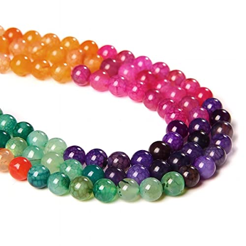 7 Chakra-Perlen aus Naturstein, rund, Drachenadern, gemischte Farben, zum Selbermachen, glatte Energieheilungsperlen, Edelstein für Schmuckherstellung, 8 mm von mkslksbhnxl