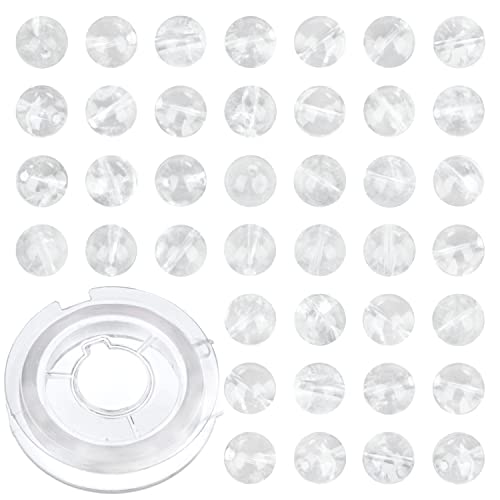 8 mm, 100 Stück natürliche, klare Quarzkristalle, Edelstein, runde lose Perlen für Schmuckherstellung, mit Kristall-Stretchschnur 8 mm, 100 Stück natürliche, klare Quarzkristalle, Edelstein, runde lose Perlen für Schmuckherstellung, mit Kristall-Stretchschnur von mkslksbhnxl