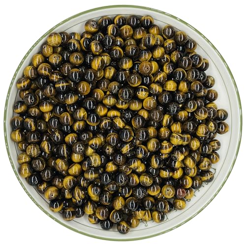 8 mm, 50 Stück natürliche, ungefärbte gelbe Tigerauge-Perlen, goldene Chatoyant-Edelsteine, lose Perlen für Reichtum, Schmuckherstellung, Bastelbedarf mit elastischer Kordel (gelbes Tigerauge, 8 mm von mkslksbhnxl