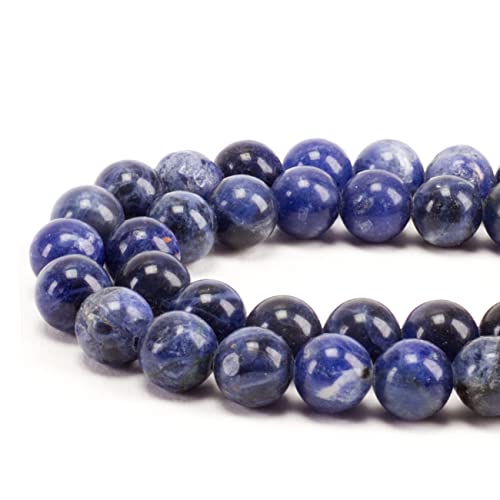 8 mm Sodalith-Edelstein, runde Perlen für Schmuckherstellung, 1 Strang, 45 Stück 8 mm Sodalith-Edelstein, runde Perlen für Schmuckherstellung, 1 Strang, 45 Stück von mkslksbhnxl