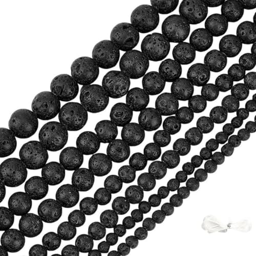 8 mm große, runde natürliche schwarze Lava-Perlen, lose Steinperlen für Schmuckherstellung, Armbandherstellung, mit elastischem Faden 8 mm große, runde natürliche schwarze Lava-Perlen, lose Steinperlen für Schmuckherstellung, Armbandherstellung, mit elastischem Faden von mkslksbhnxl