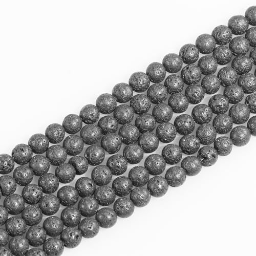 8 mm natürliche Lava-Perlen, rund, lose Perlen für Schmuckherstellung, DIY, Armband, Halskette (45–48 Stück/Strang) von mkslksbhnxl