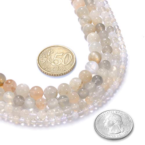 8 mm natürlicher weißer Mondstein, rund, lose Perlen, Kristallstein, Armband, Halskette, Zubehör, Basteln für Schmuckherstellung, DIY, 1 Strang, 38,1 cm von mkslksbhnxl