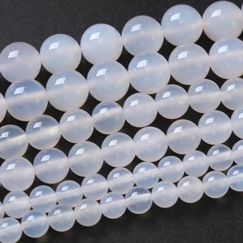 8 mm weiße Achat-Perlen, rund, lose Perlen, natürliche Edelsteinperlen, Kristall-Energie für Schmuckherstellung, DIY, Armband, Halskette 8 mm weiße Achat-Perlen, rund, lose Perlen, natürliche Edelsteinperlen, Kristall-Energie für Schmuckherstellung, DIY, Armband, Halskette von mkslksbhnxl