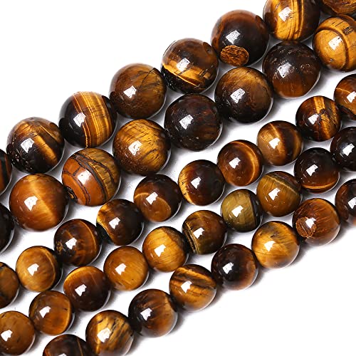 90 Stück 8 mm natürliche gelbe Tigeraugenstein-Perlen, Halbedelstein, runde lose Perlen für Schmuckherstellung, 81,3 cm, 2 Stränge, DIY-Armband, Halskette, Ohrringe von mkslksbhnxl
