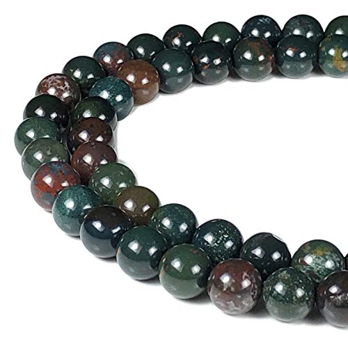 ABCGEMS Dunkelste indische Heliotrop-Perlen AKA Gujarat-Blutstein von der Halbinsel Kathiawar in Saurashtra (Einschlüsse von Chlorit, Amphibole und Pyroxen), DIY-Schmuckherstellung, glatt, rund, 8 mm von mkslksbhnxl