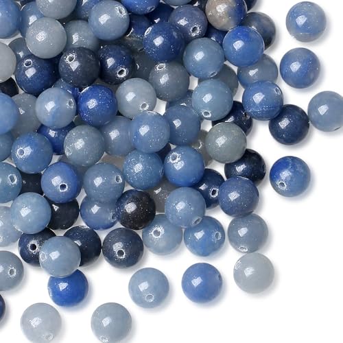 Blaue Aventurin-Perlen, 8 mm, natürliche Kristallperlen, rund, Polierstein, echter Edelstein für DIY-Schmuckherstellung, 47 Stück von mkslksbhnxl