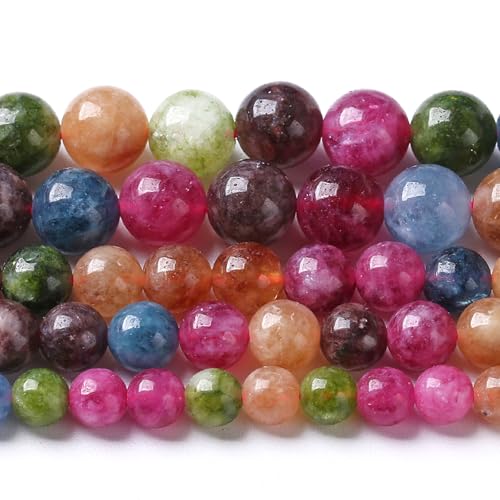 Bunte Turmalin-Steinperlen, natürlicher Edelstein, rund, lose Perlen für Schmuckherstellung, Armband, Halskette, 180 Stück, 2 Stränge, 81,3 cm, 4 mm von mkslksbhnxl