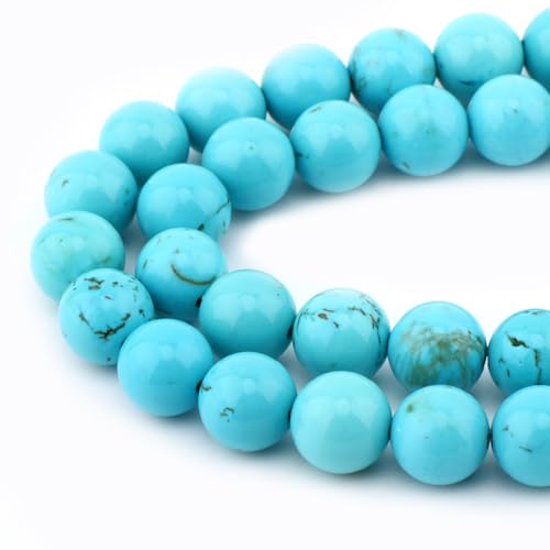 Echte runde lose Steinperlen, Edelstein-Abstandshalter für Charms, DIY-Schmuckherstellung, 39,4 cm pro Strang, 4 mm (stabilisiertes Blau-Türkis, 4 mm), 90 Stück von mkslksbhnxl