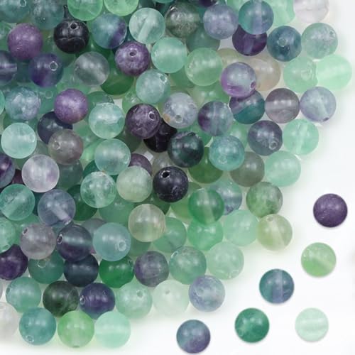 Fluorit-Perlen, 8 mm, natürliche Kristallperlen, rund, Polierstein, echte Edelsteine, für DIY-Schmuckherstellung, 47 Stück von mkslksbhnxl