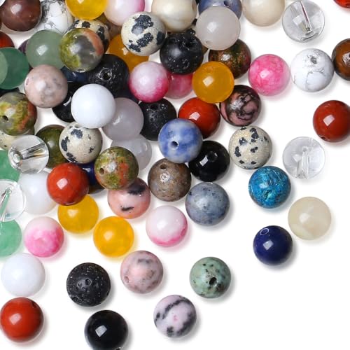 Gemischte Perlen, 8 mm, natürliche Kristallperlen, rund, Polierstein, echte Edelsteine, DIY-Schmuckherstellung, 47 Stück von mkslksbhnxl